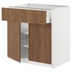 METOD / MAXIMERA Mueble base, 1 cajón, blanco/Tistorp efecto nogal café, 80x60 cm