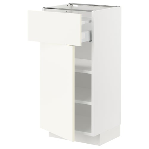 METOD / MAXIMERA Mueble base, 1 cajón, blanco/Vallstena blanco, 40x37 cm