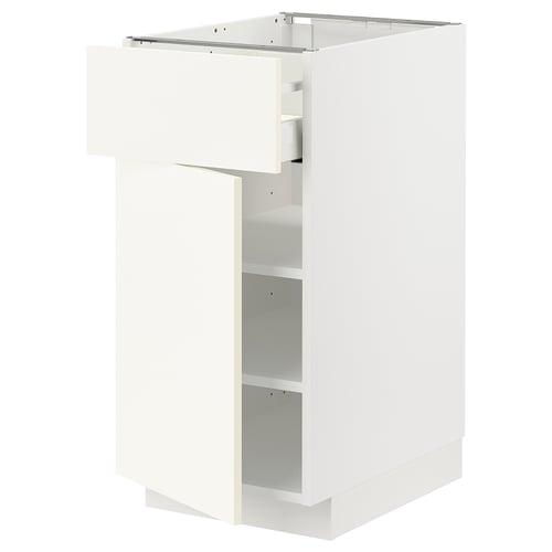 METOD / MAXIMERA Mueble base, 1 cajón, blanco/Vallstena blanco, 40x60 cm