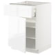 METOD / MAXIMERA Mueble base, 1 cajón, blanco/Voxtorp alto brillo/blanco, 60x60 cm