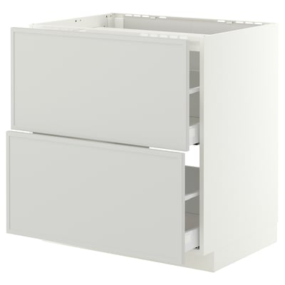 METOD / MAXIMERA Mueble base, 2 cajones, blanco/Aspudden gris claro, 80x60 cm