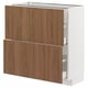 METOD / MAXIMERA Mueble base, 2 cajones, blanco/Tistorp efecto nogal café, 80x37 cm