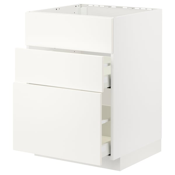METOD / MAXIMERA Mueble base, 2 cajones, blanco/Veddinge blanco, 60x60 cm