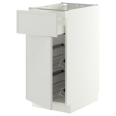 METOD / MAXIMERA Mueble base 2 canastos extraíble, blanco/Aspudden gris claro, 40x60 cm