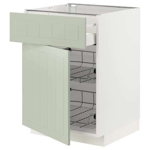 METOD / MAXIMERA Mueble base 2 canastos extraíble, blanco/Stensund menta, 60x60 cm