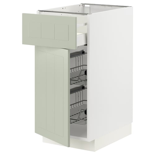 METOD / MAXIMERA Mueble base 2 canastos extraíble, blanco/Stensund menta, 40x60 cm