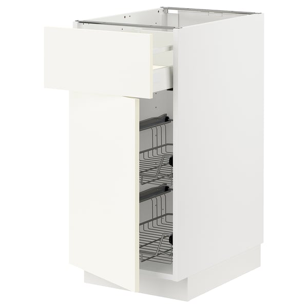 METOD / MAXIMERA Mueble base 2 canastos extraíble, blanco/Vallstena blanco, 40x60 cm