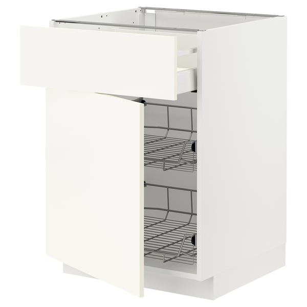 METOD / MAXIMERA Mueble base 2 canastos extraíble, blanco/Vallstena blanco, 60x60 cm