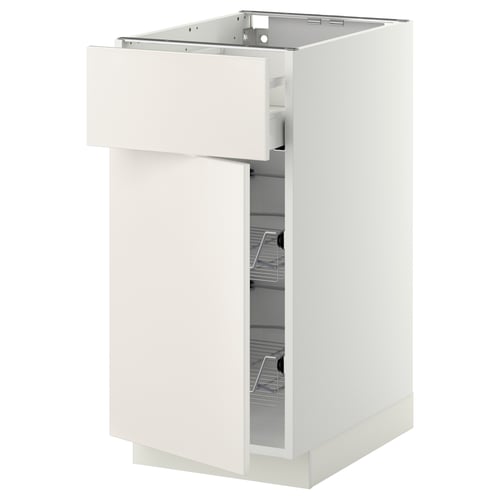 METOD / MAXIMERA Mueble base 2 canastos extraíble, blanco/Veddinge blanco, 40x60 cm