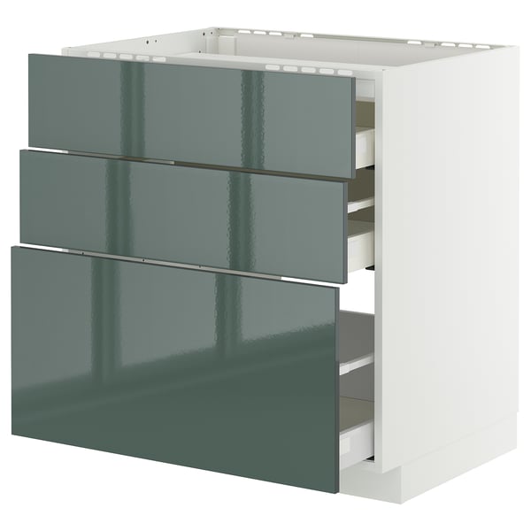 METOD / MAXIMERA Mueble base, 3 cajones, blanco/Kallarp, 80x60 cm