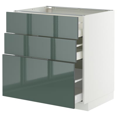 METOD / MAXIMERA Mueble base, 3 cajones, blanco/Kallarp, 80x60 cm