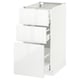 METOD / MAXIMERA Mueble base, 3 cajones, blanco/Ringhult blanco, 40x60 cm
