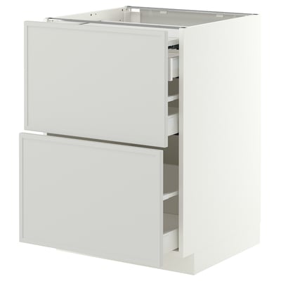 METOD / MAXIMERA Mueble base con 3 cajones, blanco/Aspudden gris claro, 60x60 cm