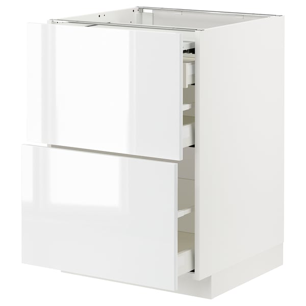 METOD / MAXIMERA Mueble base con 3 cajones, blanco/Ringhult blanco, 60x60 cm