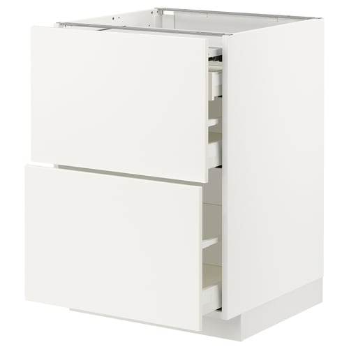 METOD / MAXIMERA Mueble base con 3 cajones, blanco/Veddinge blanco, 60x60 cm