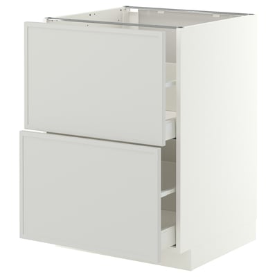 METOD / MAXIMERA Mueble base con cajones, blanco/Aspudden gris claro, 60x60 cm