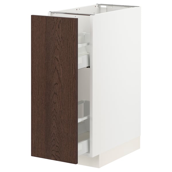 METOD / MAXIMERA Mueble base especiero, blanco/Sinarp café, 30x60 cm