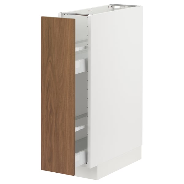 METOD / MAXIMERA Mueble base especiero, blanco/Tistorp efecto nogal café, 20x60 cm