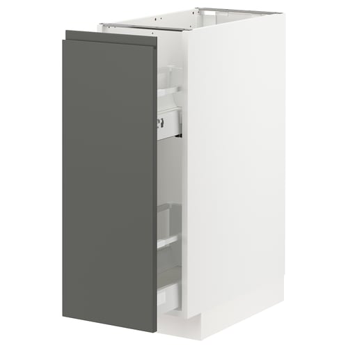 METOD / MAXIMERA Mueble base especiero, blanco/Voxtorp Gris oscuro, 30x60 cm