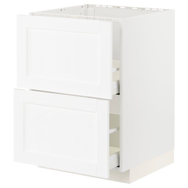 METOD / MAXIMERA Mueble base lavaplatos, blanco Enköping/blanco efecto madera, 60x60 cm