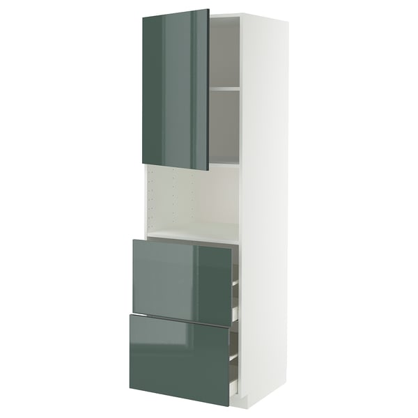 METOD / MAXIMERA Mueble para microondas empotrado, blanco/Kallarp, 60x60x200 cm