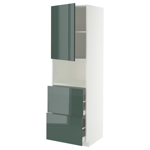 METOD / MAXIMERA Mueble para microondas empotrado, blanco/Kallarp, 60x60x200 cm