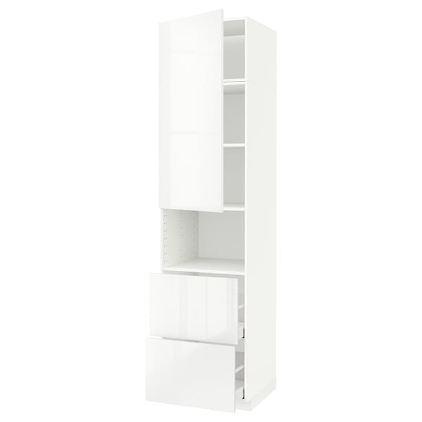 METOD / MAXIMERA Mueble para microondas empotrado, blanco/Ringhult blanco, 60x60x240 cm