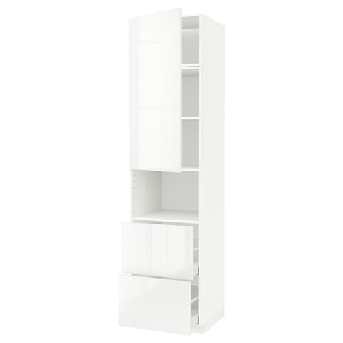 METOD / MAXIMERA Mueble para microondas empotrado, blanco/Ringhult blanco, 60x60x240 cm