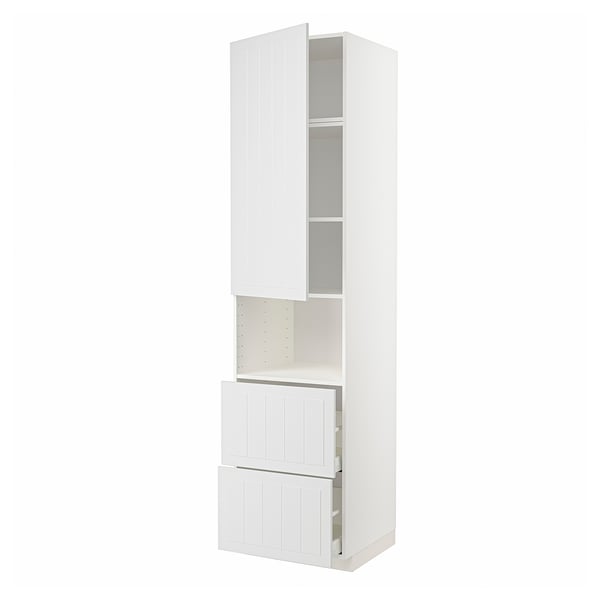 METOD / MAXIMERA Mueble para microondas empotrado, blanco/Stensund blanco, 60x60x240 cm