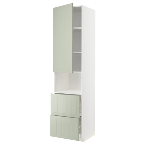 METOD / MAXIMERA Mueble para microondas empotrado, blanco/Stensund menta, 60x60x240 cm