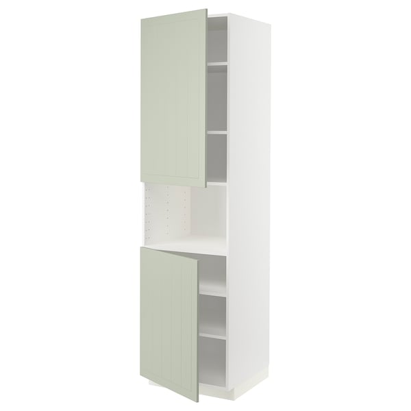 METOD Mueble alto para microondas, blanco/Stensund menta, 60x60x220 cm