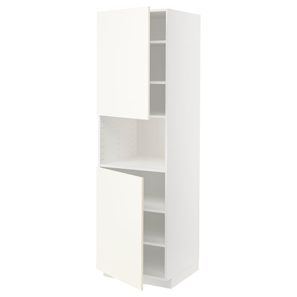 METOD Mueble alto para microondas, blanco/Vallstena blanco, 60x60x200 cm