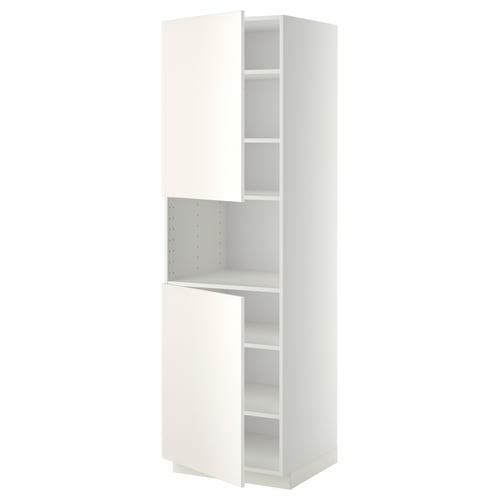 METOD Mueble alto para microondas, blanco/Veddinge blanco, 60x60x200 cm