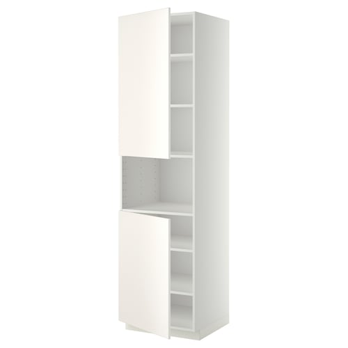 METOD Mueble alto para microondas, blanco/Veddinge blanco, 60x60x220 cm