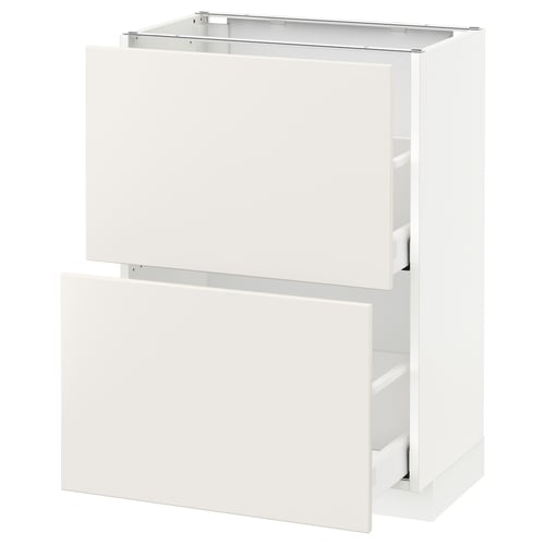 METOD Mueble base, 2 cajones, blanco/Veddinge blanco, 60x37 cm