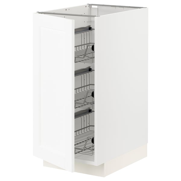 METOD Mueble base 3 canastos extraíbles, blanco Enköping/blanco efecto madera, 40x60 cm