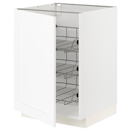 METOD Mueble base 3 canastos extraíbles, blanco Enköping/blanco efecto madera, 60x60 cm