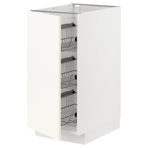 METOD Mueble base 3 canastos extraíbles, blanco/Vallstena blanco, 40x60 cm