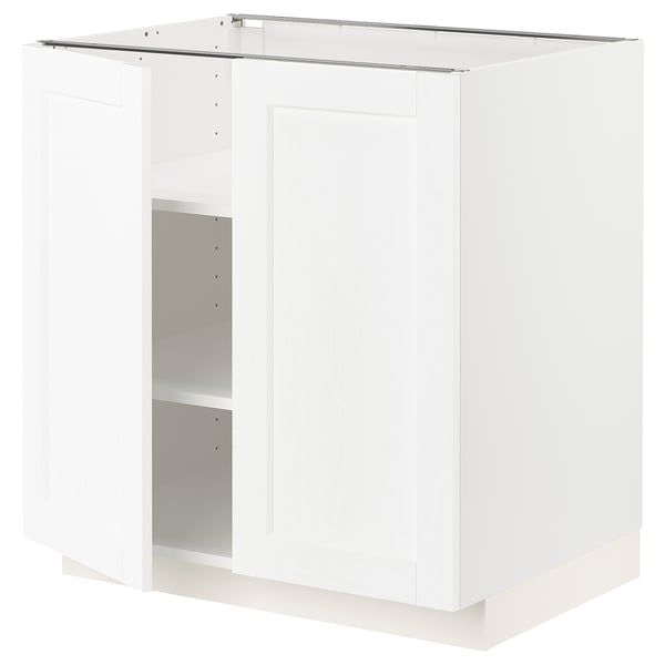 METOD Mueble base con repisas, blanco Enköping/blanco efecto madera, 80x60 cm
