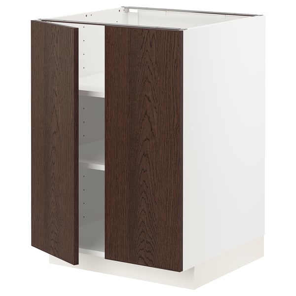 METOD Mueble base con repisas, blanco/Sinarp café, 60x60 cm