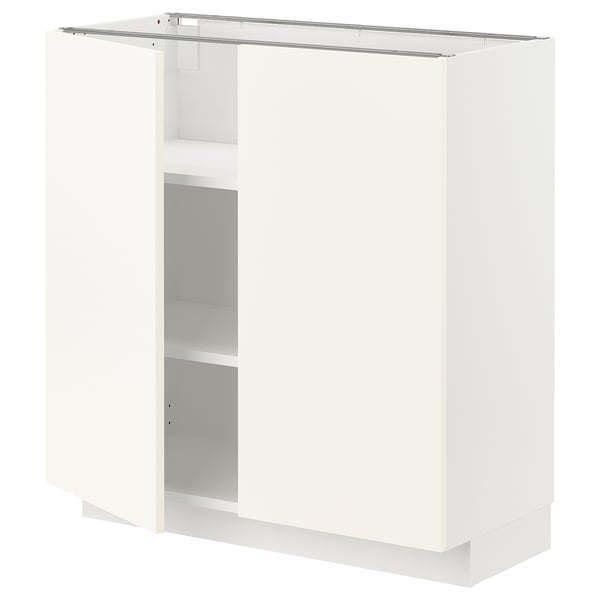 METOD Mueble base con repisas, blanco/Vallstena blanco, 80x37 cm