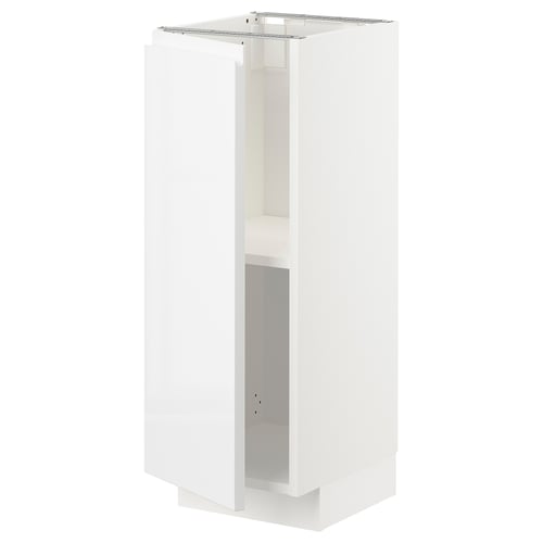 METOD Mueble base con repisas, blanco/Voxtorp alto brillo/blanco, 30x37 cm