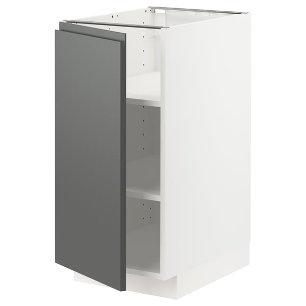 METOD Mueble base con repisas, blanco/Voxtorp Gris oscuro, 40x60 cm