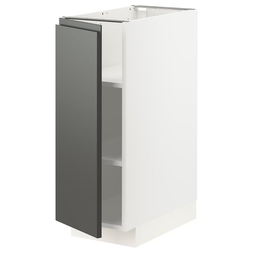 METOD Mueble base con repisas, blanco/Voxtorp Gris oscuro, 30x60 cm