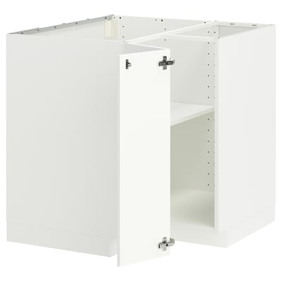METOD Mueble base esquinero con repisa, blanco/Ringhult blanco, 88x88 cm