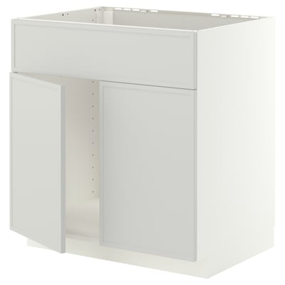 METOD Mueble base para lavaplatos, blanco/Aspudden gris claro, 80x60 cm