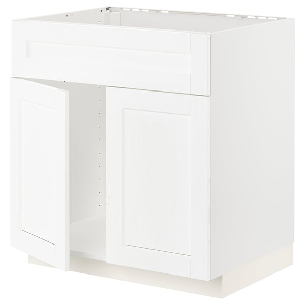 METOD Mueble base para lavaplatos, blanco Enköping/blanco efecto madera, 80x60 cm