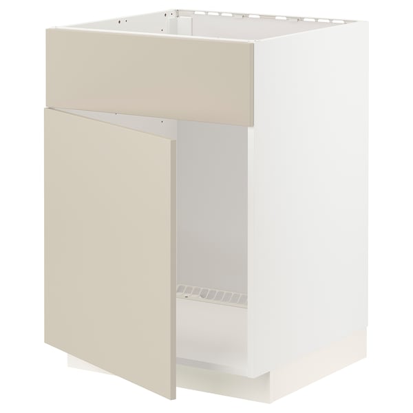 METOD Mueble base para lavaplatos, blanco/Havstorp beige, 60x60 cm