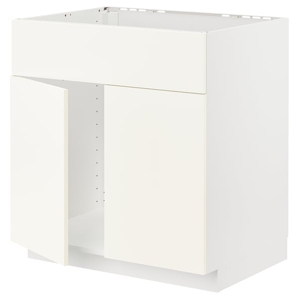 METOD Mueble base para lavaplatos, blanco/Vallstena blanco, 80x60 cm