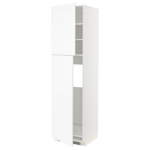 METOD Mueble despensero para refrigerador, blanco Enköping/blanco efecto madera, 60x60x220 cm